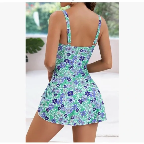 One Piece Swimdress Swimsuits for Women Tummy Control Large NWT - Picture 3 of 7